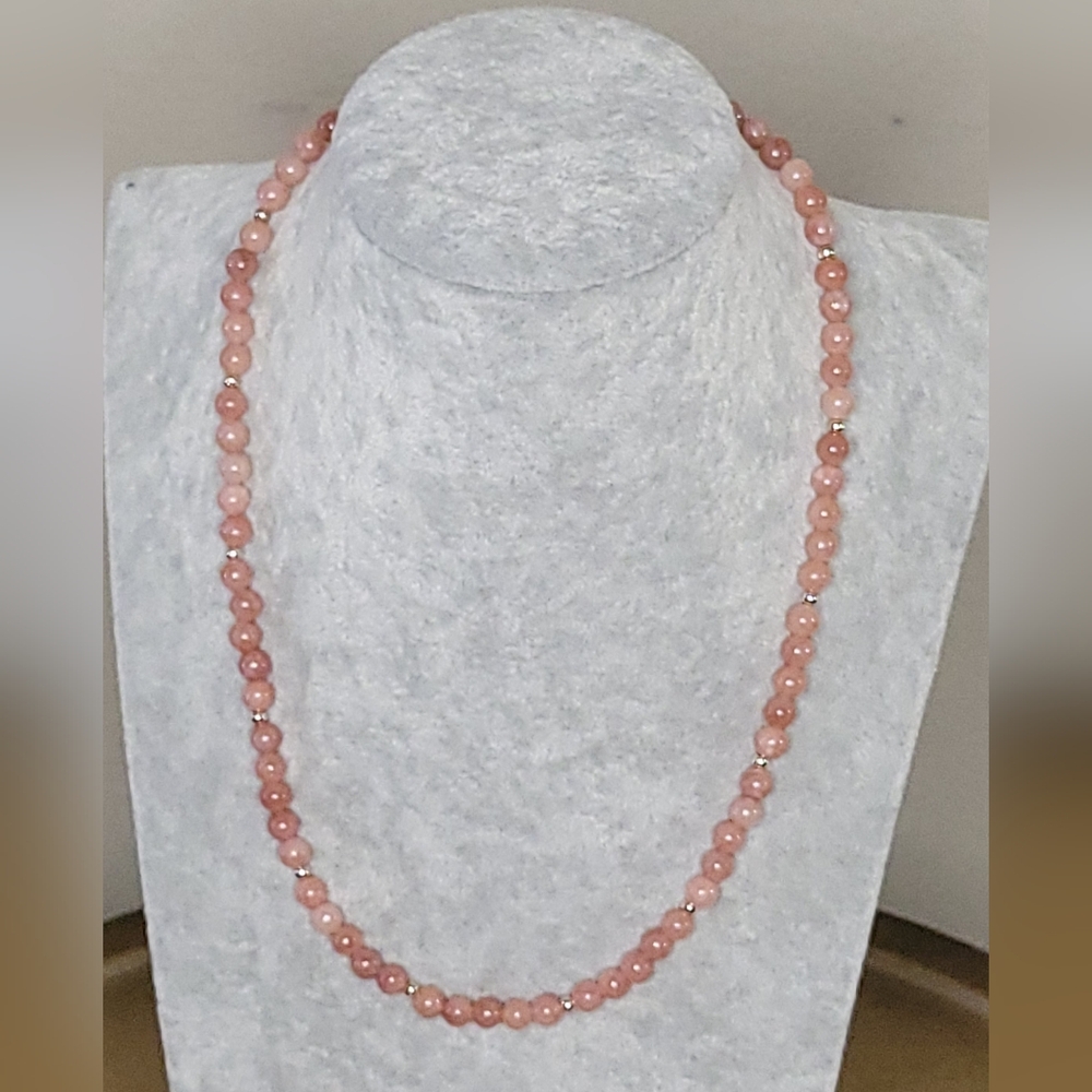 Lovely Sunstone with Rose Gold Balls and a Rose Gold Magnetic Clasp